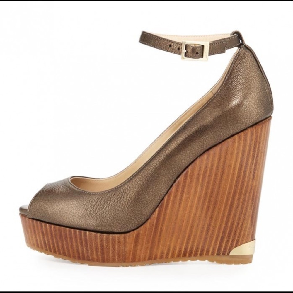 Jimmy Choo Pacific 120mm Peep-Toe Wedge Pump